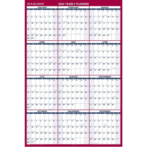 2022 At A Glance Calendar Printable